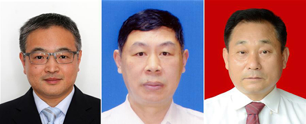 图为黄群、宋月才、姜开斌三位同道的肖像（由左至右）。